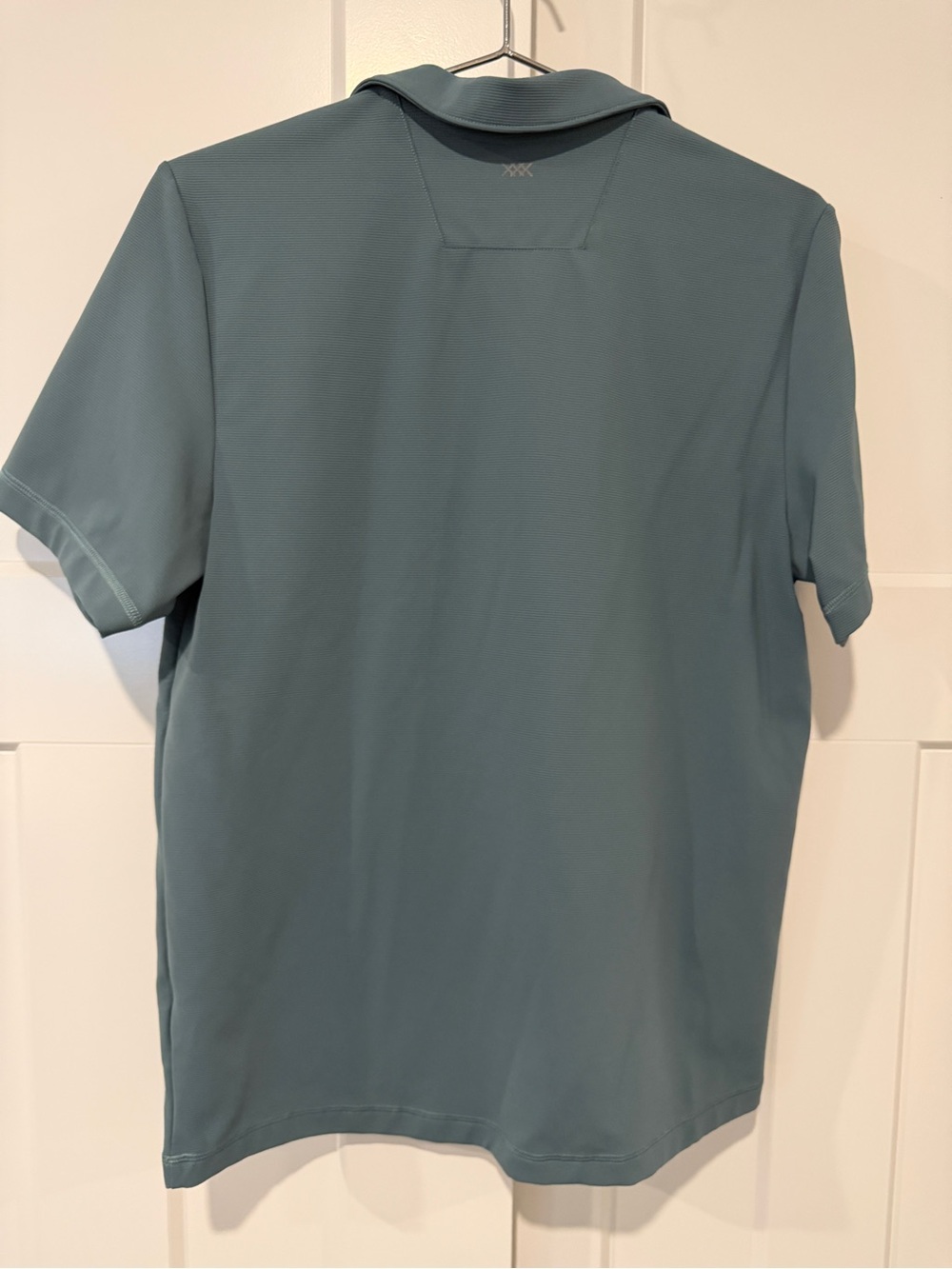 RHONE Men’s Johnny Collar Polo in Slate Teal with White Accent - Picture 3 of 3